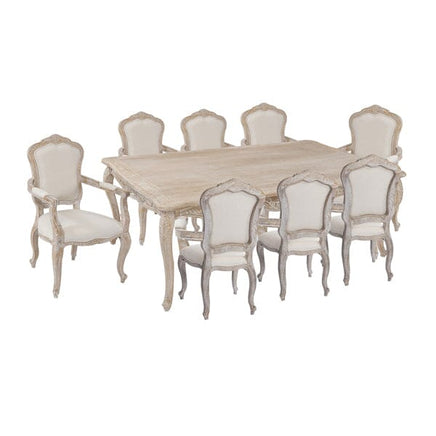 Medium Size Oak Wood White Washed Finish Arm Chair Dining Set Furniture Kings Warehouse 