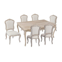 Medium Size Oak Wood White Washed Finish Dining Set