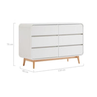 Merlin White Modern Retro Chest of Drawers Cabinet White and Oak Furniture Frenzy Kings Warehouse 
