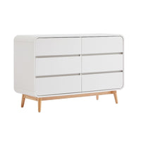 Merlin White Modern Retro Chest of Drawers Cabinet White and Oak Furniture Frenzy Kings Warehouse 