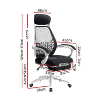 Mesh Office Chair Recliner Black White Furniture Kings Warehouse 