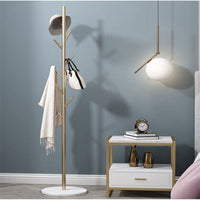 Metal Coat Rack Marble Base 8 Hooks Clothes Tree Hat Display Hanger Bag Organiser bedroom furniture Kings Warehouse 