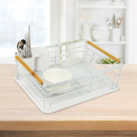 Metal Dish Drying Rack Drainboard Holder Tray Kitchen Plates Cutlery Wood Handle Home & Garden Kings Warehouse 