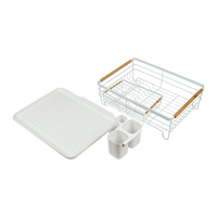 Metal Dish Drying Rack Drainboard Holder Tray Kitchen Plates Cutlery Wood Handle Home & Garden Kings Warehouse 