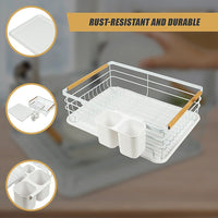 Metal Dish Drying Rack Drainboard Holder Tray Kitchen Plates Cutlery Wood Handle Home & Garden Kings Warehouse 