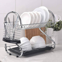 Metal Dish Drying Rack Kitchen-2-Tier with Drain Board Kings Warehouse 