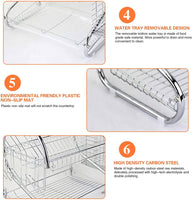 Metal Dish Drying Rack Kitchen-2-Tier with Drain Board Kings Warehouse 