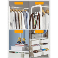 Metal Open Wardrobe Modern Storage Cabinet Tall Clothes Drawers Hanger Coat Rack Home & Garden Kings Warehouse 