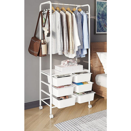 Metal Open Wardrobe Modern Storage Cabinet Tall Clothes Drawers Hanger Coat Rack Home & Garden Kings Warehouse 