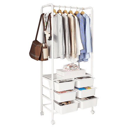 Metal Open Wardrobe Modern Storage Cabinet Tall Clothes Drawers Hanger Coat Rack Home & Garden Kings Warehouse 