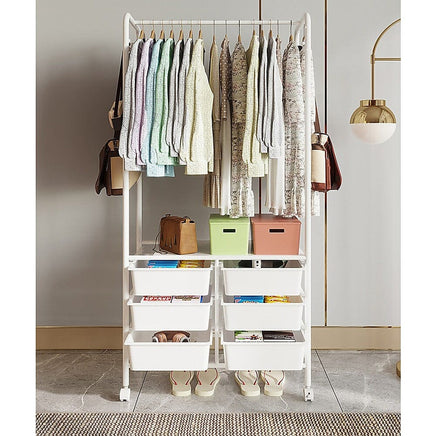 Metal Open Wardrobe Modern Storage Cabinet Tall Clothes Drawers Hanger Coat Rack Home & Garden Kings Warehouse 