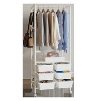 Metal Open Wardrobe Modern Storage Cabinet Tall Clothes Drawers Hanger Coat Rack Home & Garden Kings Warehouse 