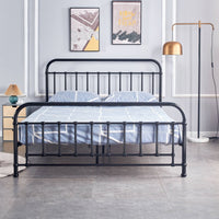 Metallica Double Bed Size Metal Frame Platform Mattress Base - Black bedroom furniture Kings Warehouse 