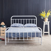 Metallica Double Bed Size Metal Frame Platform Mattress Base - White bedroom furniture Kings Warehouse 