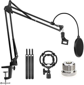Microphone Radio Broadcasting Stand with 3/8"to 5/8" Screw Adapter and Windscreen Pop Filter Kings Warehouse