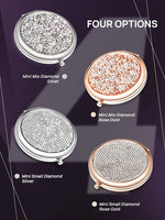 Mini Mix Diamond 1X/2X Magnifying Round Metal Pocket Makeup Mirror (Silver) Kings Warehouse 