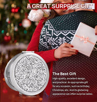 Mini Mix Diamond 1X/2X Magnifying Round Metal Pocket Makeup Mirror (Silver) Kings Warehouse 