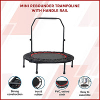 Mini Rebounder Trampoline With Handle Rail Sports & Fitness Kings Warehouse 