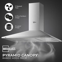 MIRAKLASS Pyramid Rangehood 90cm MK-RH-0690S-TD Kings Warehouse 