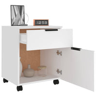Mobile File Cabinet with Wheels White 45x38x54 cm Engineered Wood Kings Warehouse 
