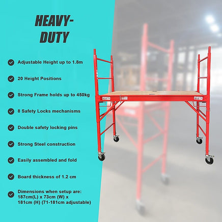 Mobile Safety High Scaffold / Ladder Tool -450KG Tools Kings Warehouse 