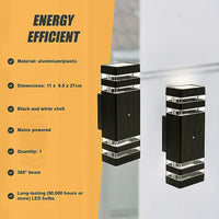 Modern 12" LED Up Down Wall Light dual Lamp Fixtures Outdoor Dusk to Dawn Sensor Home & Garden Kings Warehouse 