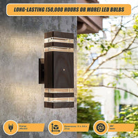 Modern 12" LED Up Down Wall Light dual Lamp Fixtures Outdoor Dusk to Dawn Sensor Home & Garden Kings Warehouse 