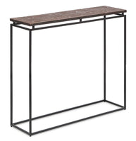 Modern Black Narrow Hallway Console Table with Copper Textured Wood Top Kings Warehouse 