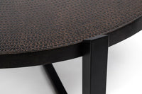 Modern Black Round Coffee Table with Copper Finish Engraved Top Furniture Kings Warehouse 