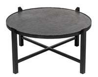 Modern Black Round Coffee Table with Silver Finish Engraved Top Kings Warehouse 