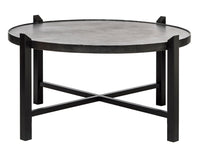 Modern Black Round Coffee Table with Silver Finish Engraved Top Kings Warehouse 