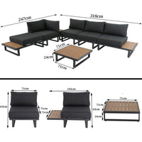 Modern Outdoor 7 Piece Lounge Set with Slatted Polywood Design Tables Furniture Kings Warehouse 