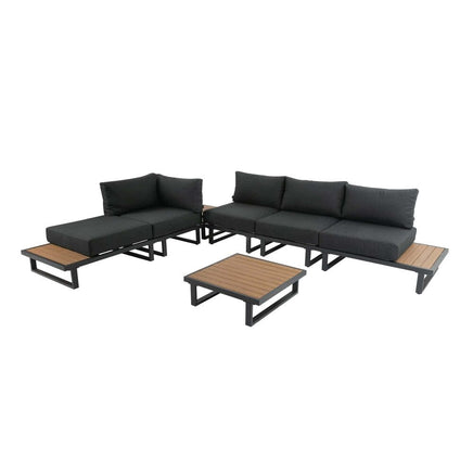 Modern Outdoor 7 Piece Lounge Set with Slatted Polywood Design Tables Furniture Kings Warehouse 