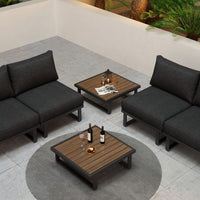 Modern Outdoor 7 Piece Lounge Set with Slatted Polywood Design Tables Furniture Kings Warehouse 