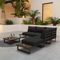 Modern Outdoor 7 Piece Lounge Set with Slatted Polywood Design Tables Furniture Kings Warehouse 
