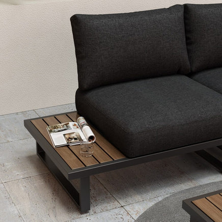 Modern Outdoor 7 Piece Lounge Set with Slatted Polywood Design Tables Furniture Kings Warehouse 