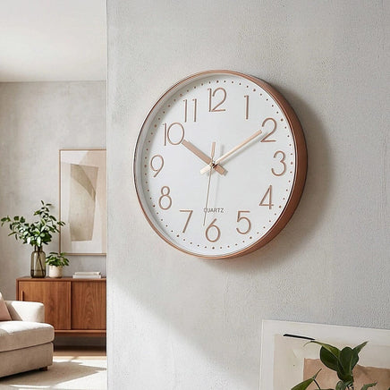 Modern Rose Gold Wall Clock – Silent Non-Ticking Quartz Battery Operated Design Home & Garden Kings Warehouse 