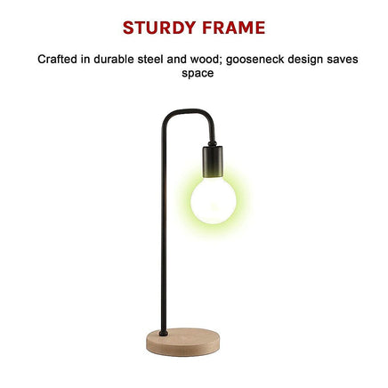 Modern Table lamp Desk Light Timber Base Bedside Bedroom Black KingsWarehouse 