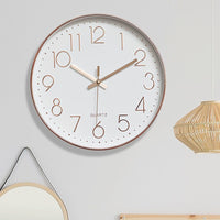 Modern Wall Clock Silent Non-Ticking Quartz Battery Operated Rose Gold Kings Warehouse 