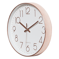 Modern Wall Clock Silent Non-Ticking Quartz Battery Operated Rose Gold Kings Warehouse 