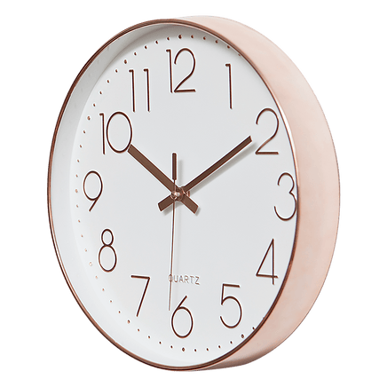 Modern Wall Clock Silent Non-Ticking Quartz Battery Operated Rose Gold Kings Warehouse 