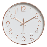 Modern Wall Clock Silent Non-Ticking Quartz Battery Operated Rose Gold Kings Warehouse 