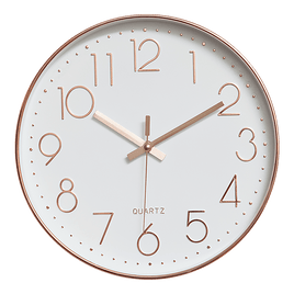 Modern Wall Clock Silent Non-Ticking Quartz Battery Operated Rose Gold Kings Warehouse