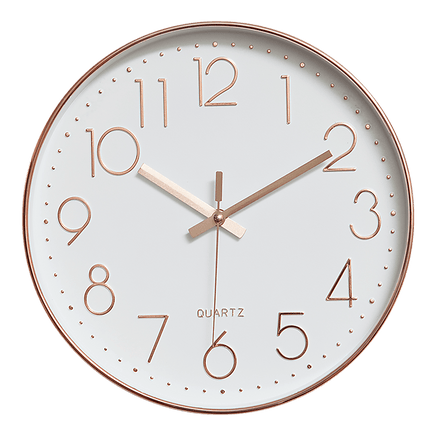 Modern Wall Clock Silent Non-Ticking Quartz Battery Operated Rose Gold Kings Warehouse 