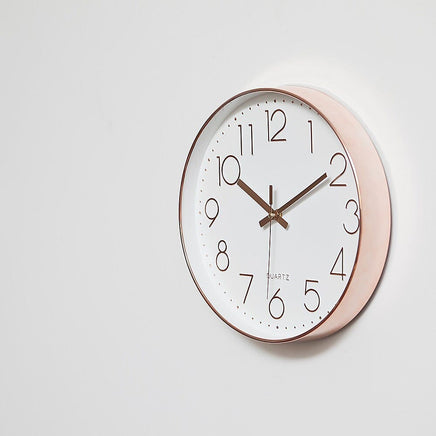 Modern Wall Clock Silent Non-Ticking Quartz Battery Operated Rose Gold Kings Warehouse 