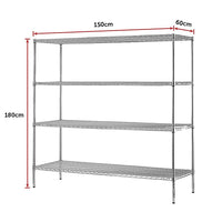 Modular Chrome Wire Storage Shelf 1500 x 600 x 1800 Steel Shelving Kings Warehouse 