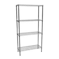 Modular Chrome Wire Storage Shelf 900 x 350 x 1800 Steel Shelving