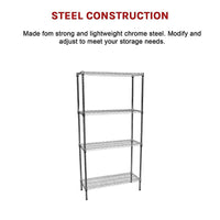 Modular Chrome Wire Storage Shelf 900 x 350 x 1800 Steel Shelving Kings Warehouse 