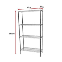 Modular Chrome Wire Storage Shelf 900 x 350 x 1800 Steel Shelving Kings Warehouse 