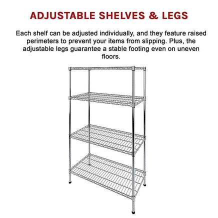 Modular Wire Storage Shelf 1200 x 450 x 1800mm Steel Shelving Furniture Kings Warehouse 